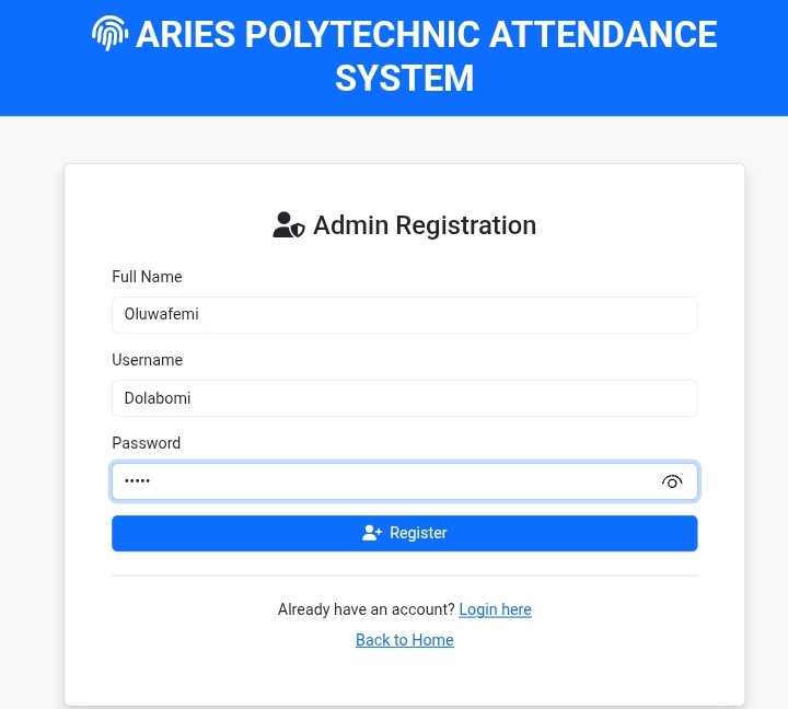 Attendance System Screenshot